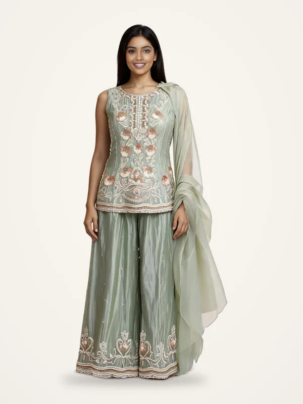 Sharara_Suit_Set_for_Women_-_Sage_Green_Shimmer_Peplum_Heavy_Hand_Work