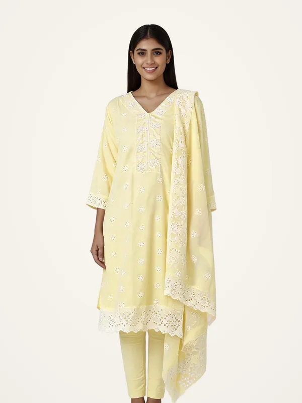 Chikankari_Suit_Set_for_Women_-_Lemon_Cotton_3_Piece_with_Designer_Dupatta_|_Daily_Wear