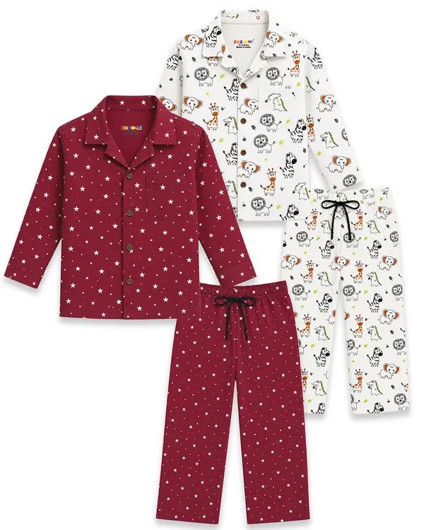 Maroon_And_White_Printed_Pajama_Sets_for_Kids