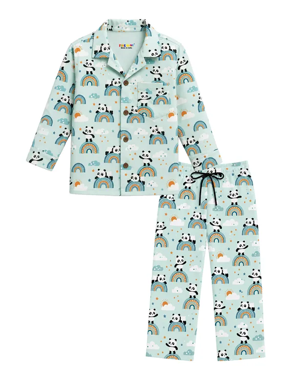 Blue_Panda_Print_Button_Down_Pajama_Set_for_Kids_-_Pack_of_2