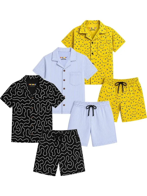 FINEWAVE_Boys_Casual_Shirt_Shorts_(Multicolor,_Pack_of_3)