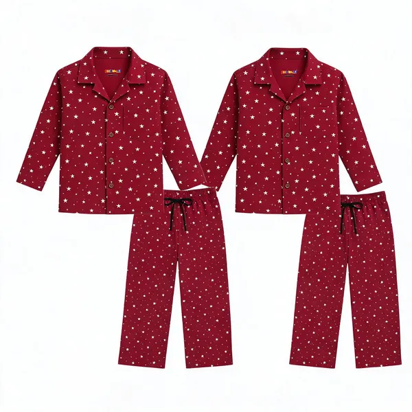 Maroon_Star_Print_Pajama_Set_For_Boys_-_Pack_of_2