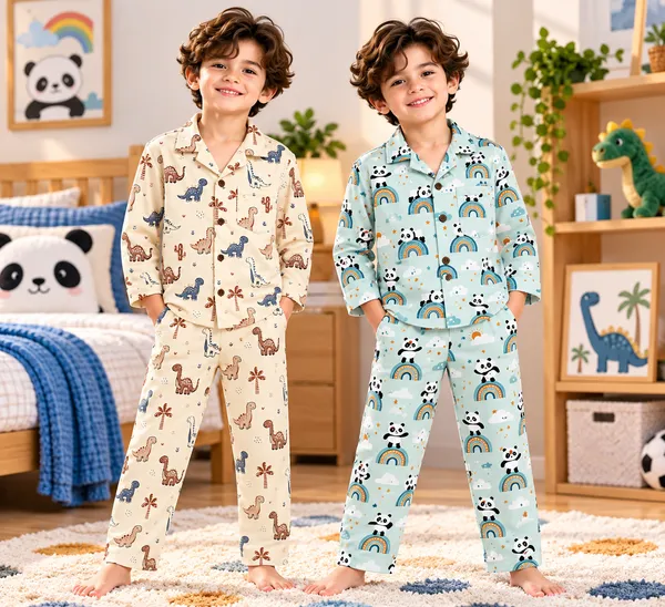 Blue_Panda_Print_Button_Down_Pajama_Set_for_Kids_-_Pack_of_2