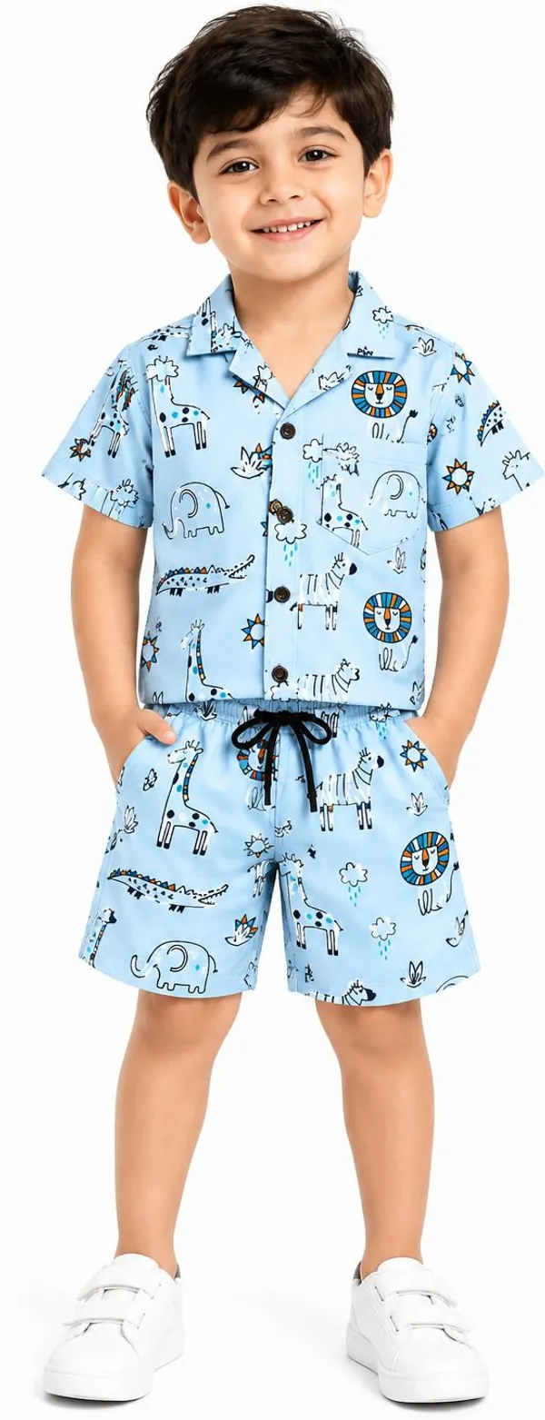 FitWave_Boys_Casual_Shirt_Shorts_(Light_Blue,_Pack_of_1)