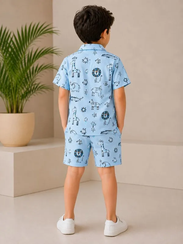 FitWave_Boys_Casual_Shirt_Shorts_(Light_Blue,_Pack_of_1)