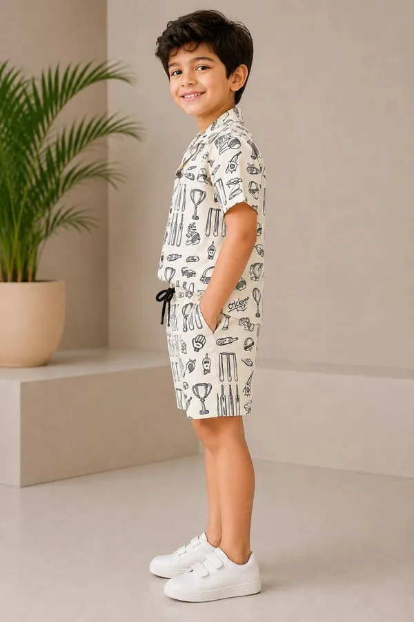 FitWave_Boys_Casual_Shirt_Shorts_(Cream)