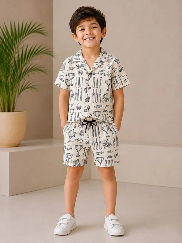 FitWave_Boys_Casual_Shirt_Shorts_(Cream)