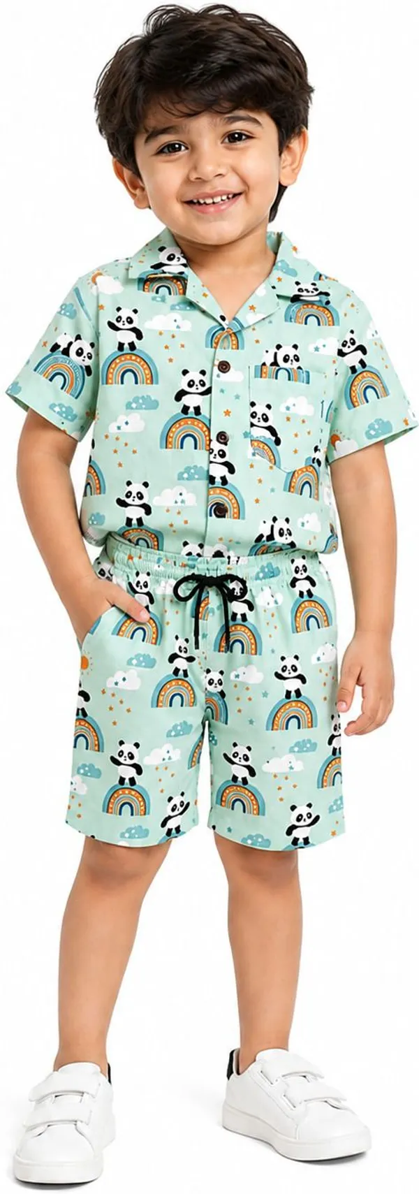 FitWave_Boys_Casual_Shirt_Shorts_Mint_Green
