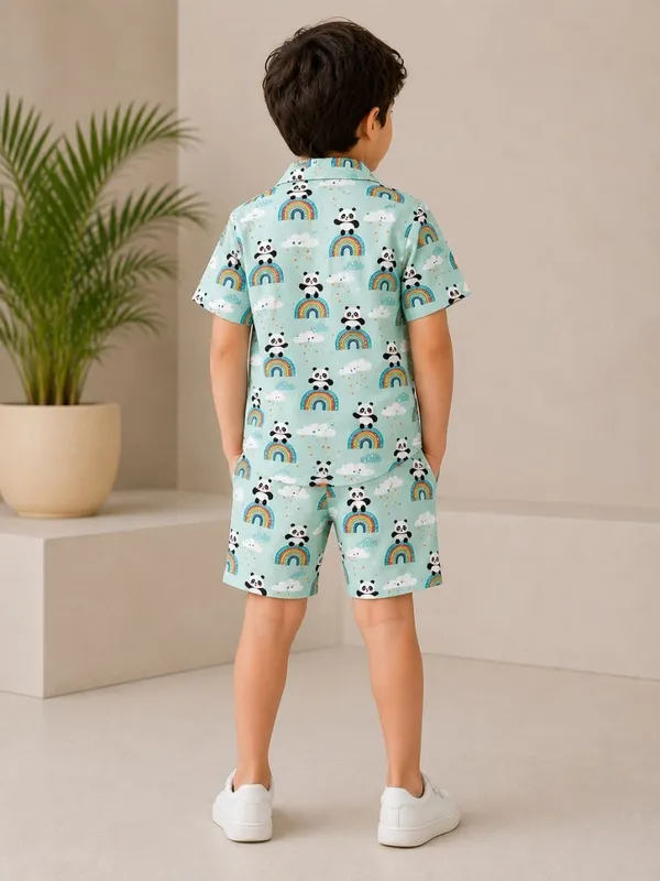 FitWave_Boys_Casual_Shirt_Shorts_Mint_Green