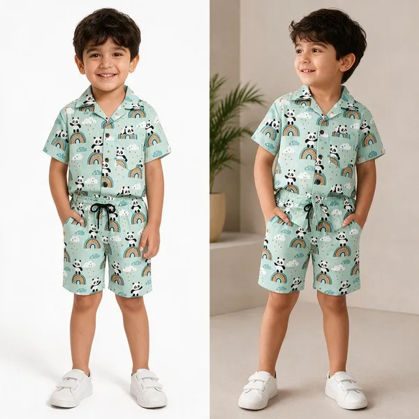 FitWave_Boys_Casual_Shirt_Shorts_Mint_Green