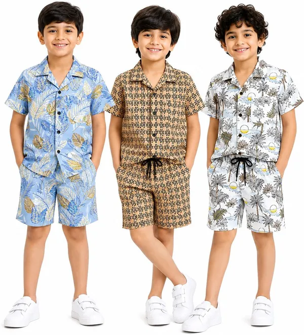 fitwavehosier_Boys_Casual_Shirt_Shorts_(Multicolor)