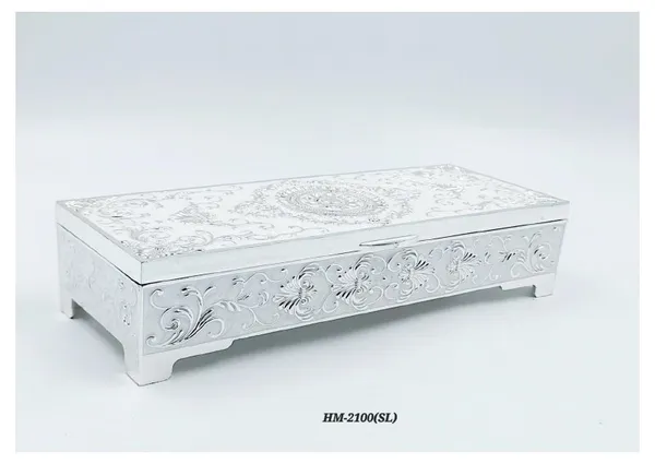 White_Metal_Ornate_Floral_Pattern_Storage_Box