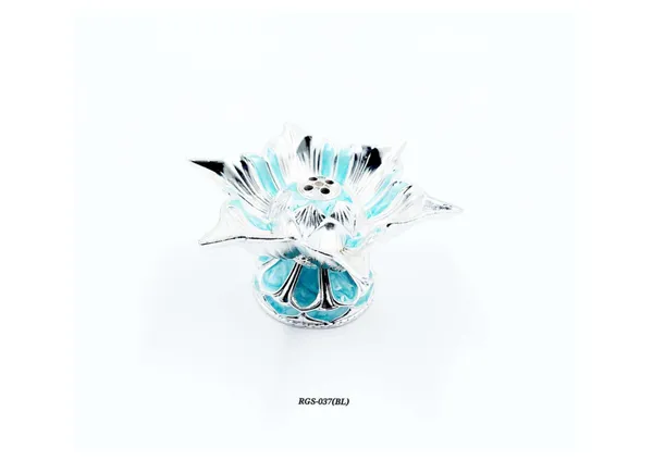 Silver_Turquoise_Metal_Floral_Dhoop_Holder