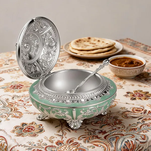 Metal_Traditional_Floral_Pattern_Covered_Serving_Bowl_With_Spoon