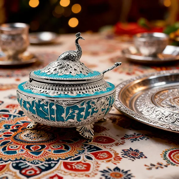 Metal_Traditional_Peacock_Design_Covered_Serving_Bowl