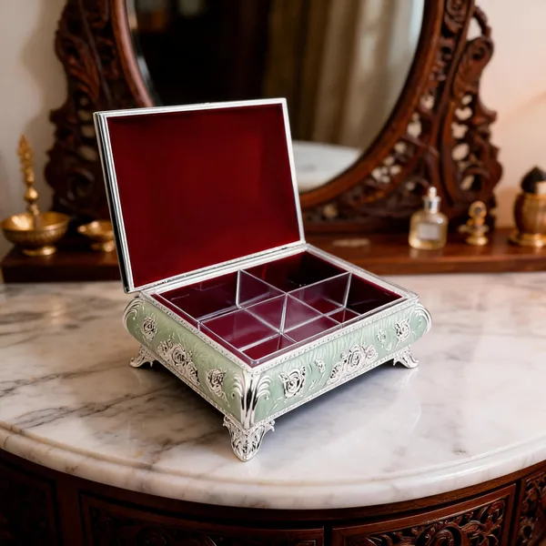 Metal_Ornate_Floral_Embossed_Compartment_Storage_Box_Silver