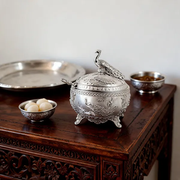 Metal_Traditional_Peacock_Embossed_Covered_Bowl_With_Spoon