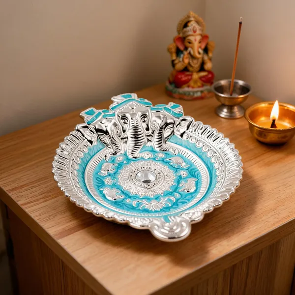 Metal_Festive_Ganesha_Pattern_Pooja_Thali_Metallic