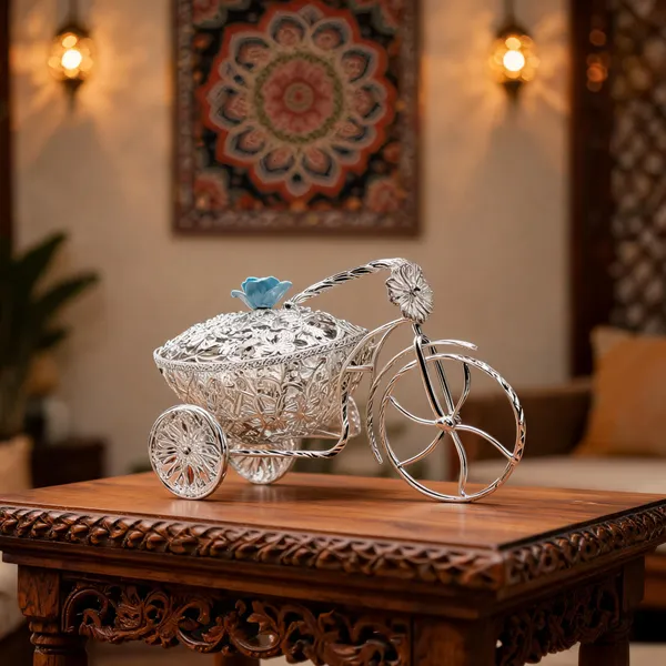 Metal_Ornate_Floral_Tricycle_Decorative_Showpiece_Silver