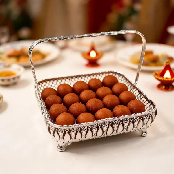 Metal_Ornate_Pattern_Decorative_Serving_Basket_Metallic