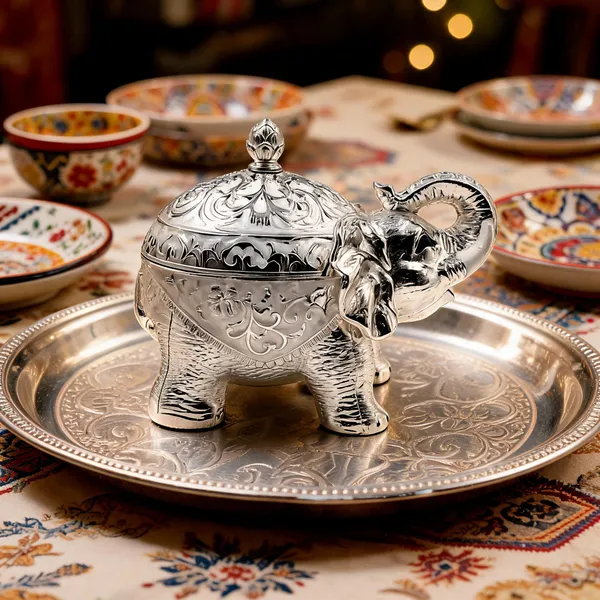 Metal_Decorative_Elephant_Pattern_Covered_Serving_Bowl