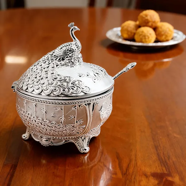 Metal_Ornate_Peacock_Design_Lidded_Serving_Bowl
