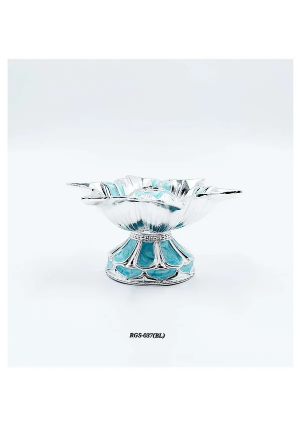 Silver_Turquoise_Metal_Floral_Dhoop_Holder