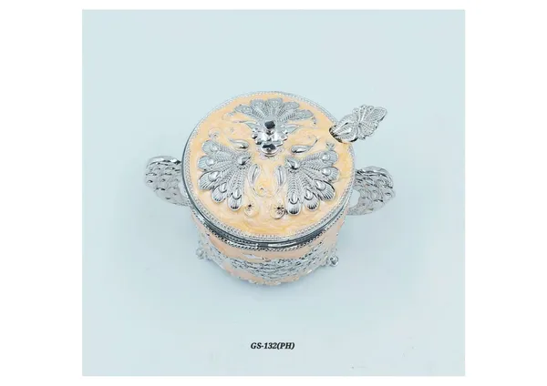 Metal_Ornate_Floral_Pattern_Sugar_Bowl_With_Spoon