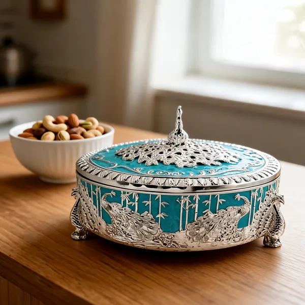 Metal_Ornate_Peacock_Design_Compartment_Dry_Fruit_Box