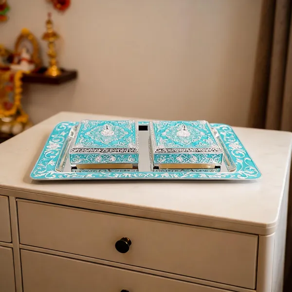 Metal_Ornate_Decorative_Tray_With_Two_Boxes_Set