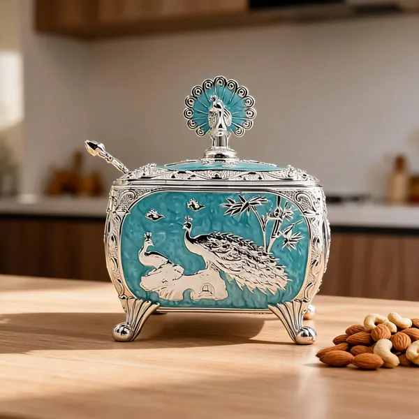Metal_Ornate_Floral_Pattern_Dry_Fruit_Box_With_Spoon