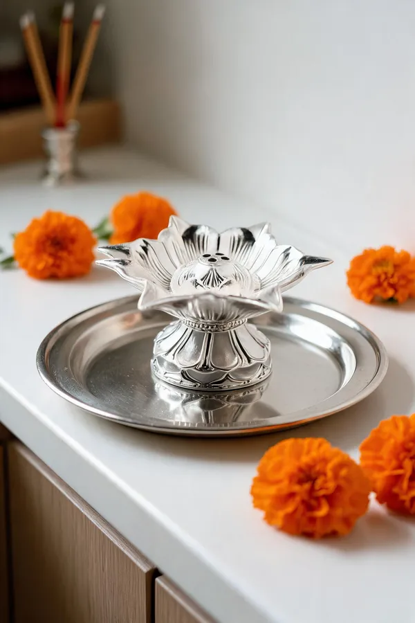 Metal_Traditional_Lotus_Design_Pooja_Diya_Silver
