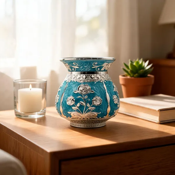 Metal_Decorative_Floral_Pattern_Blue_Vase