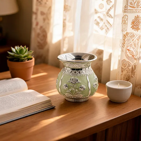 Glass_Decorative_Floral_Pattern_Multicolour_Vase