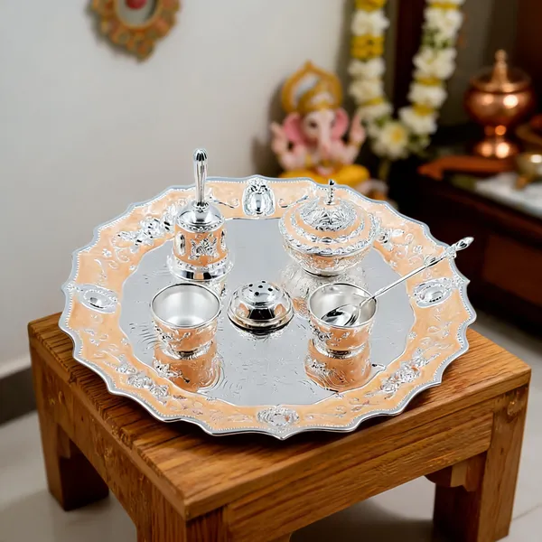 Metal_Traditional_Ornate_Pooja_Thali_Set_Silver