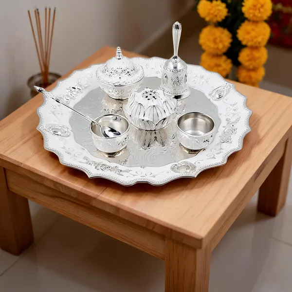 Metal_Ornate_Traditional_Pooja_Thali_Set_Silver