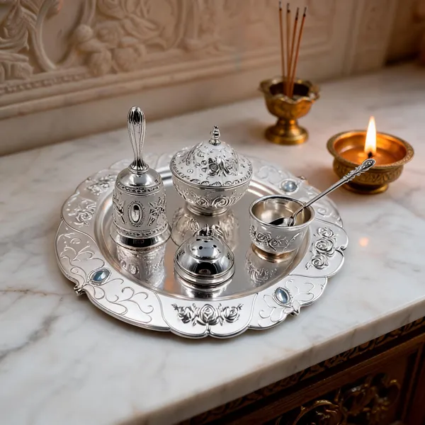 Metal_Traditional_Floral_Pooja_Thali_Set_Silver