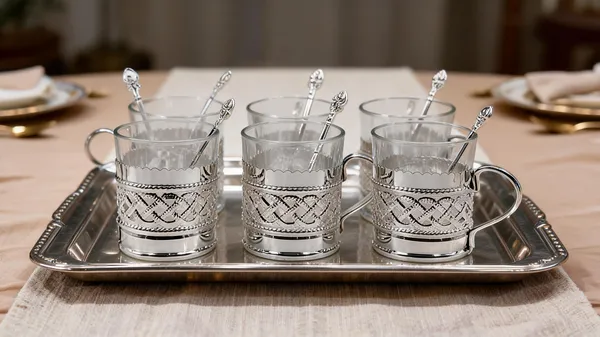 Glass_Metal_Decorative_Six-Piece_Cup_And_Spoon_Set