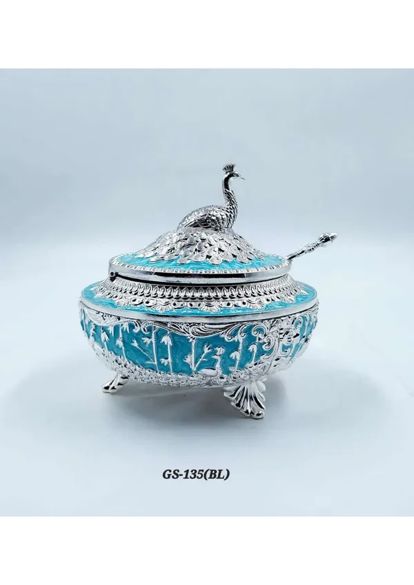 Metal_Traditional_Peacock_Design_Covered_Serving_Bowl