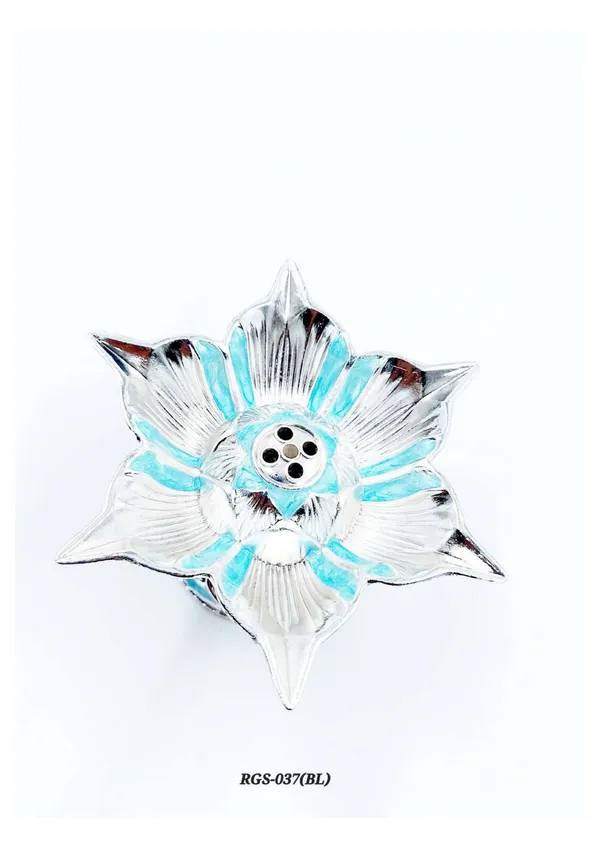 Silver_Turquoise_Metal_Floral_Dhoop_Holder
