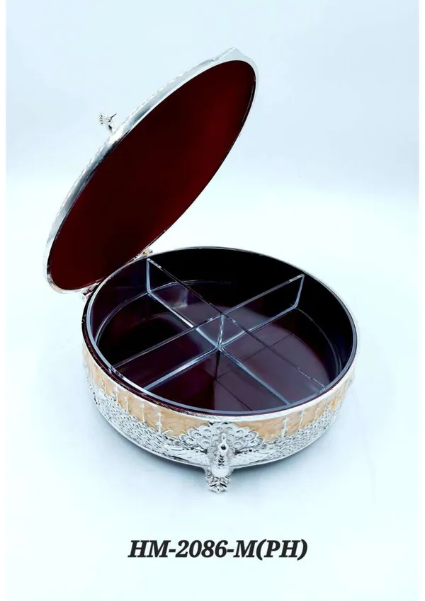 Metal_Decorative_Peacock_Motif_Round_Dry_Fruit_Box