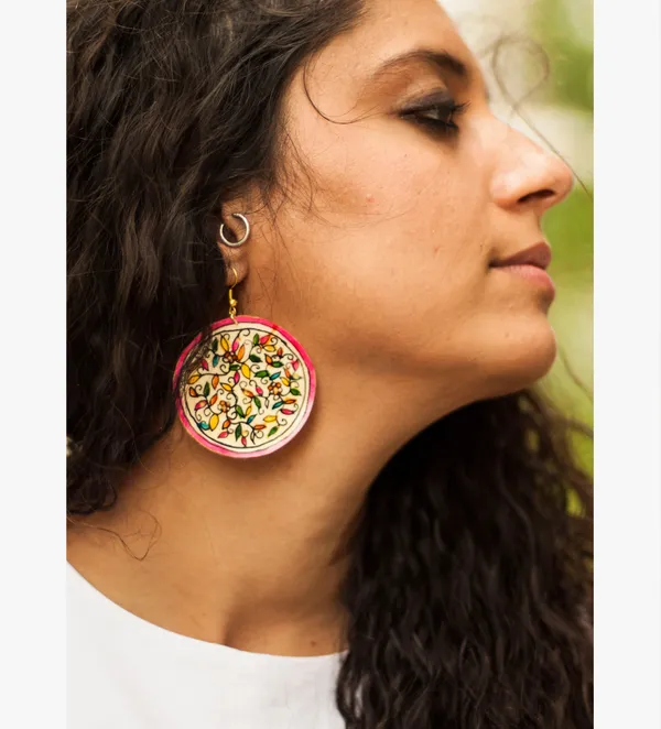 Madhubani_Foliage_Leather_Puppet_Ear_Rings