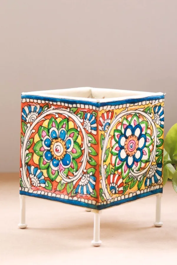 SQUARE_BABY_T-LIGHT_'BLOOM'_Hand-painted_On_Leather