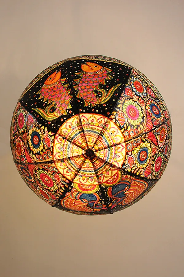 'Dancing_Fish'__Hand-painted_On_Leather_Chandelier