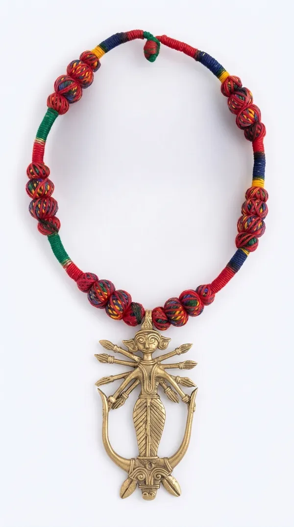 Multicolour_Thread_'Durga'_Dokra_Necklace