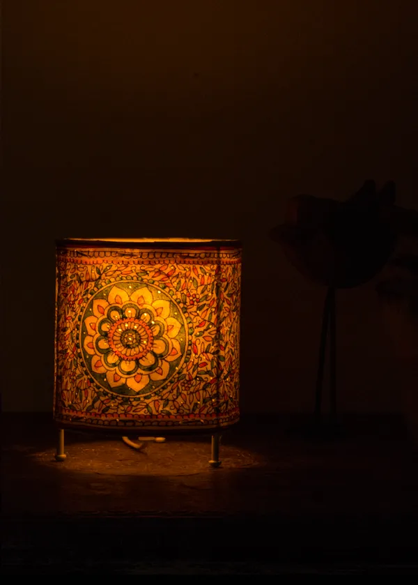 CYLENDER_T-LIGHT/MADHUBANI_FOLIAGE