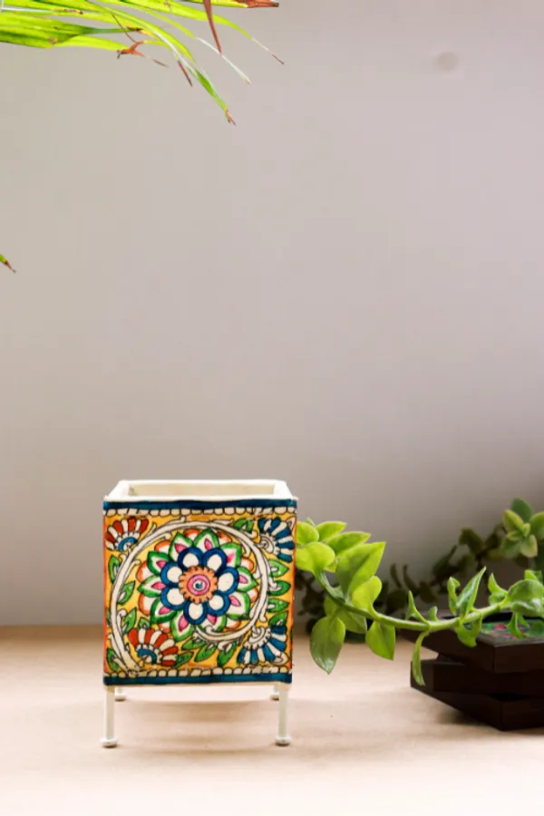 SQUARE_BABY_T-LIGHT_'BLOOM'_Hand-painted_On_Leather