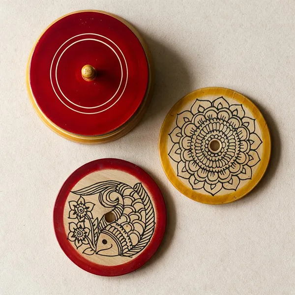 Channapatna_Wood_Ethnic_Motifs_Handpainted_Coasters_Set_Of_4