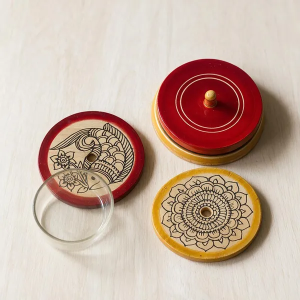 Channapatna_Wood_Ethnic_Motifs_Handpainted_Coasters_Set_Of_4