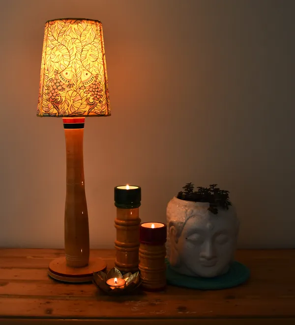 'Khambha_Colorful_Stripes'__Handcrafted_in_Channapatna_Wood_Craft_Lamp_Base